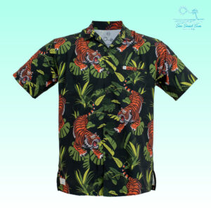เสื้อเชิ้ตฮาวายแขนสั้น SHIRT TIGER IN THE FOREST (GREEN)