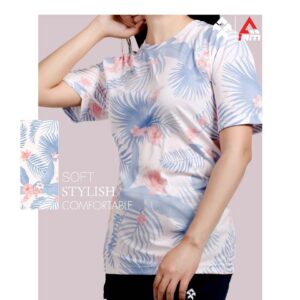 เสื้อวิ่งแขนสั้น HAWAII (ฺEVENING SKY TROPICAL LEAVER RUNNING) ม่วงชมพู