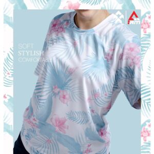 เสื้อวิ่งแขนสั้น HAWAII (ฺBRIGHT SKY TROPICAL LEAVER RUNNING) ฟ้าชมพู