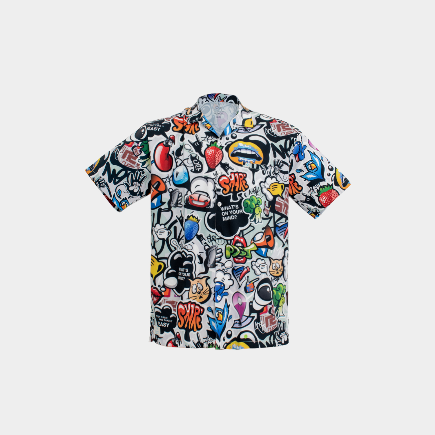 เสื้อเชิ้ตฮาวายแขนสั้น SHIRT CARTOON GRAFFITI BOMB (MUTICOLOR)